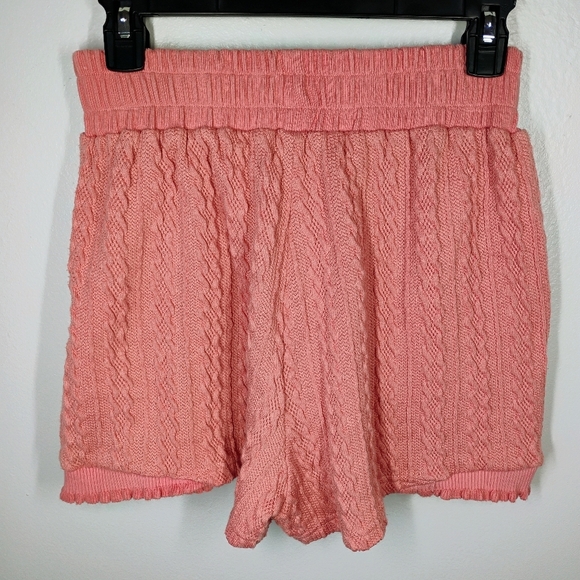 On Twelfth Ribbed Knit Pink Pull On Shorts Coquette Pockets Size Medium - Picture 2 of 9